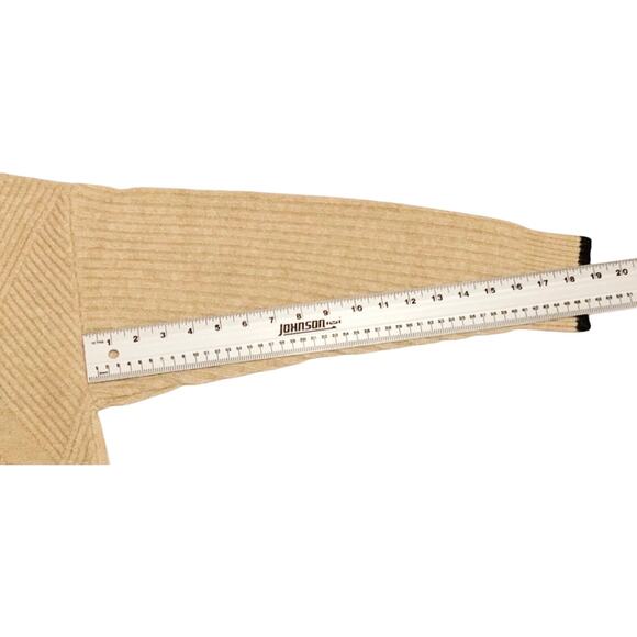 Rafaella Womens Sweater Size Large Mock Neck Some Wool Camel Tan and Black Trim - Picture 7 of 10